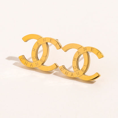 304 Stainless Steel Polished Interlocking-C Hoop Earrings