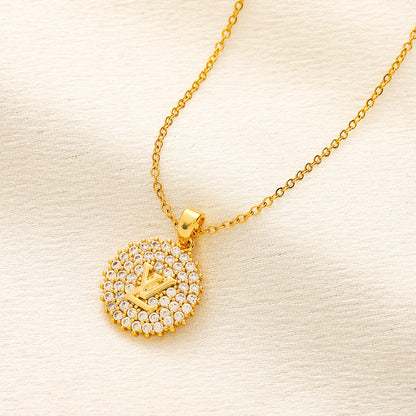 Copper Pave Floral Medallion Pendant Necklace