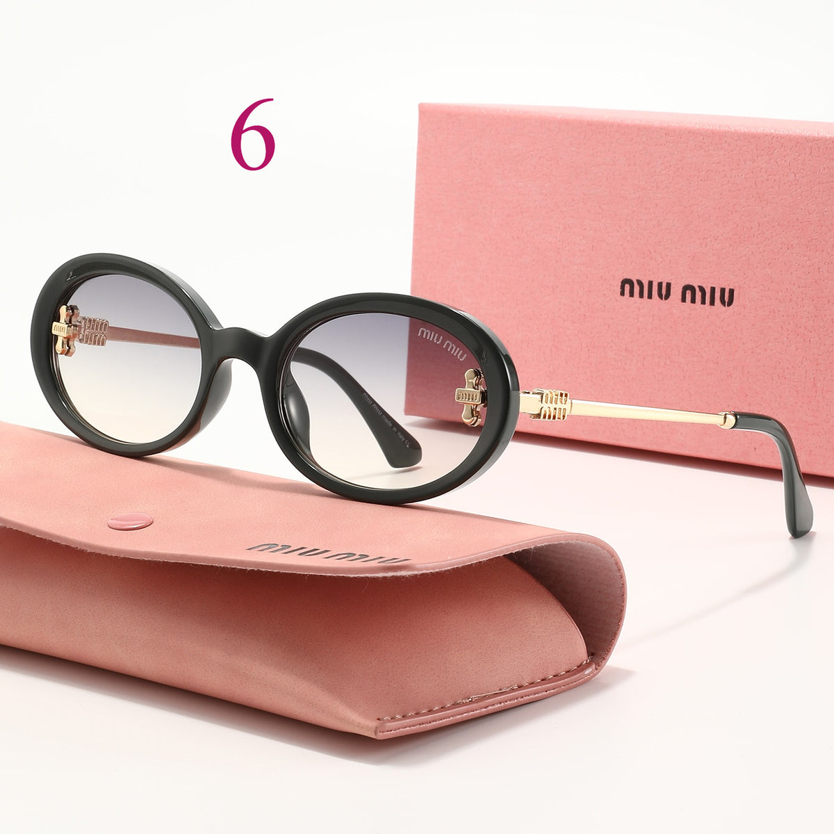 Round Sunglasses with Patterned Rims