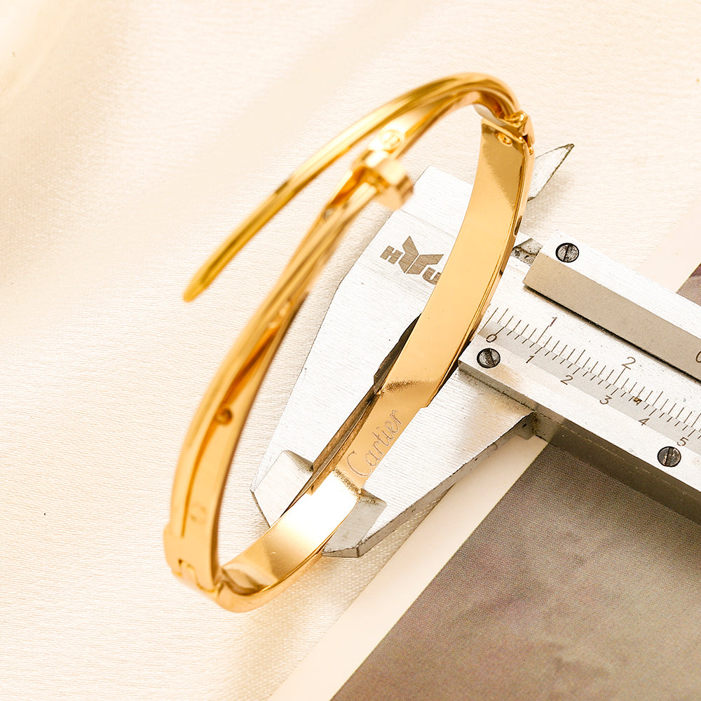 304 Stainless Steel Polished Nail Wrap Bangle Bracelet