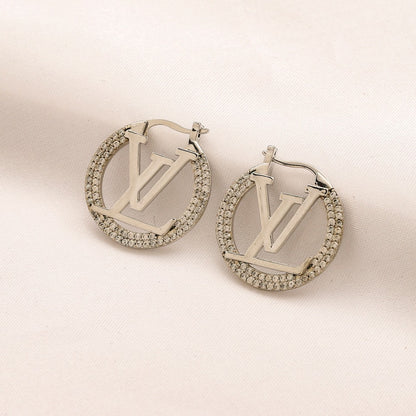 Copper Beaded-Edge Monogram Hoop Earrings