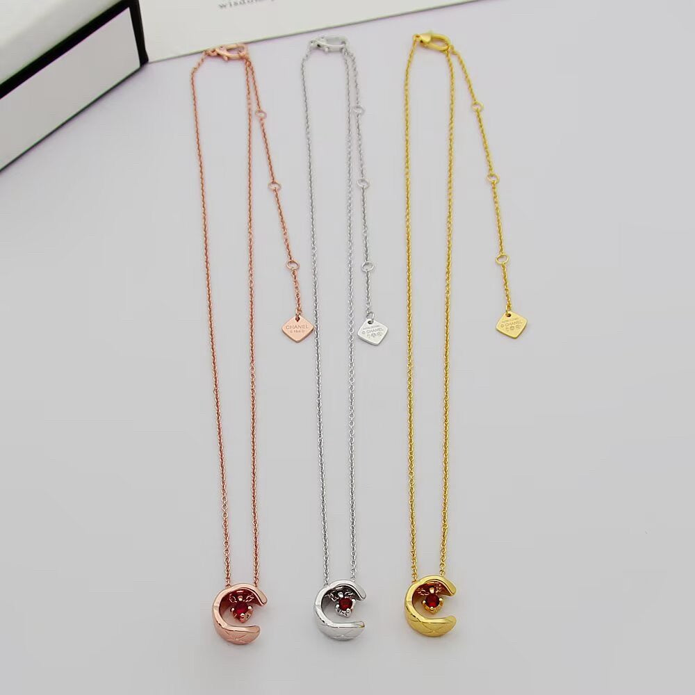 Pave C-Letter Pendant Necklace