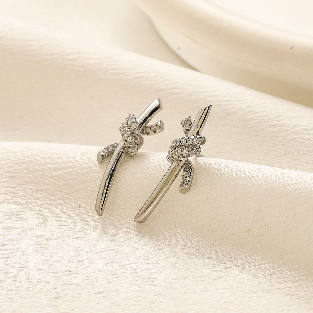 304 Stainless Steel Spike Knot Stud Earrings