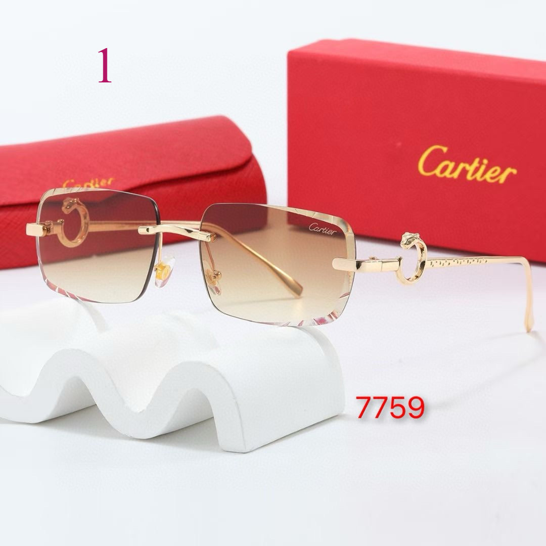 Rimless Sunglasses with Circular Hinge Accents