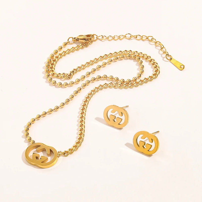 Set collana e orecchini in acciaio inossidabile 304