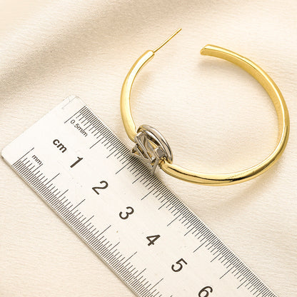 Copper Double Monogram Hoop Earrings