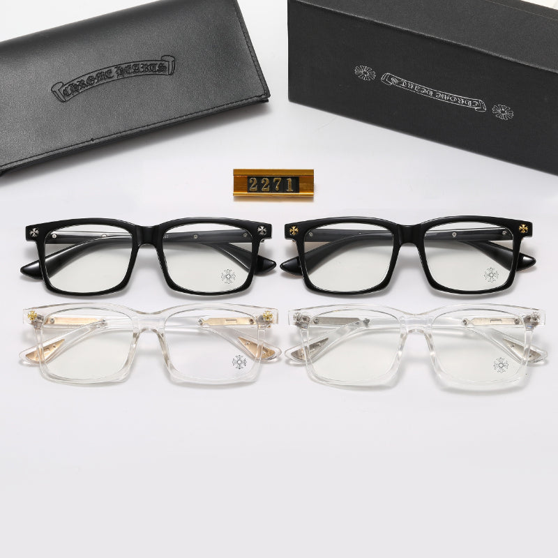 Angular Clear-Lens Glasses with Sculpted Browline