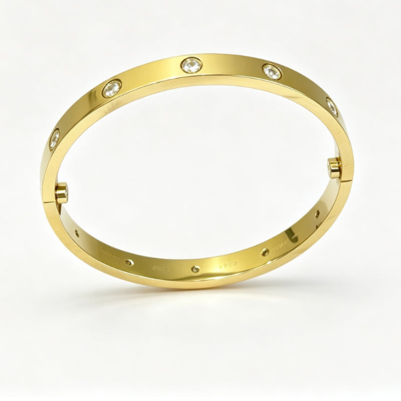 Round Stone Band Bangle Bracelet