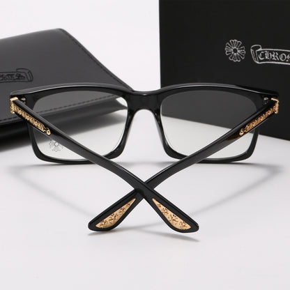 Angular Clear-Lens Glasses with Sculpted Browline