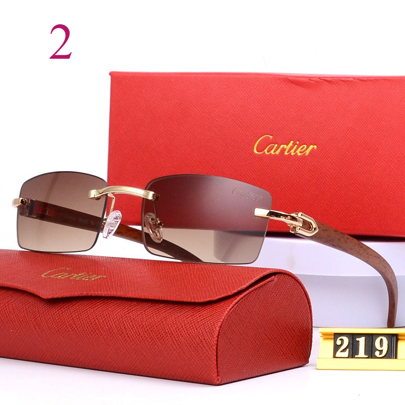 Rimless Sunglasses with Curved Metallic Temple Accents