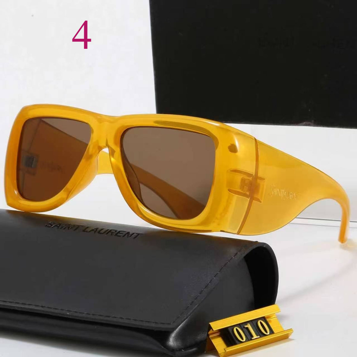 Wide Rectangular Sunglasses with Rounded Corners