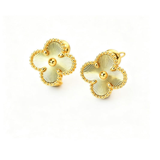 Fluted Four-Petal Flower Stud Earrings