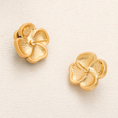 Alloy Colorful Camellia Flower Stud Earrings