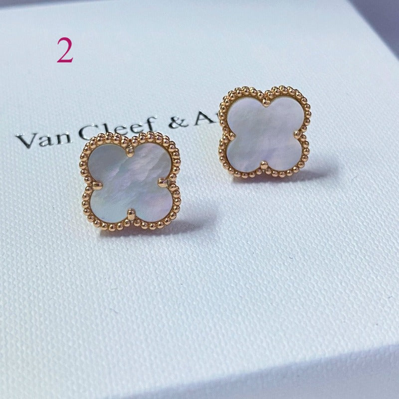 Beaded-Edge Quatrefoil Stud Earrings