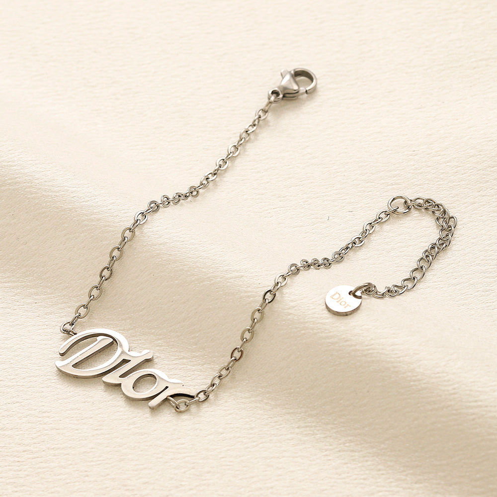 304 Stainless Steel Letter-Motif Earrings, Bracelet & Necklace Collection