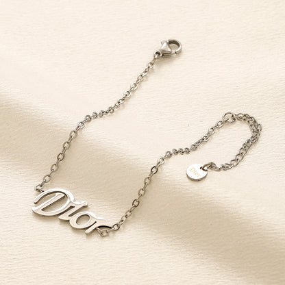 304 Stainless Steel Letter-Motif Earrings, Bracelet & Necklace Collection