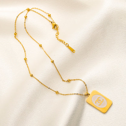 304 Stainless Steel Rectangular Monogram Tag Necklace