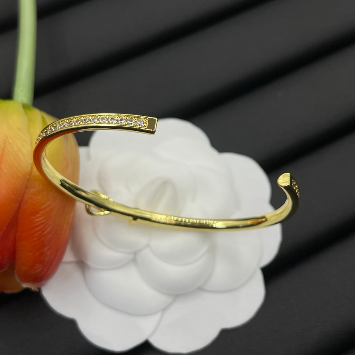 Gold-Tone Pave Buckle Cuff Bracelet