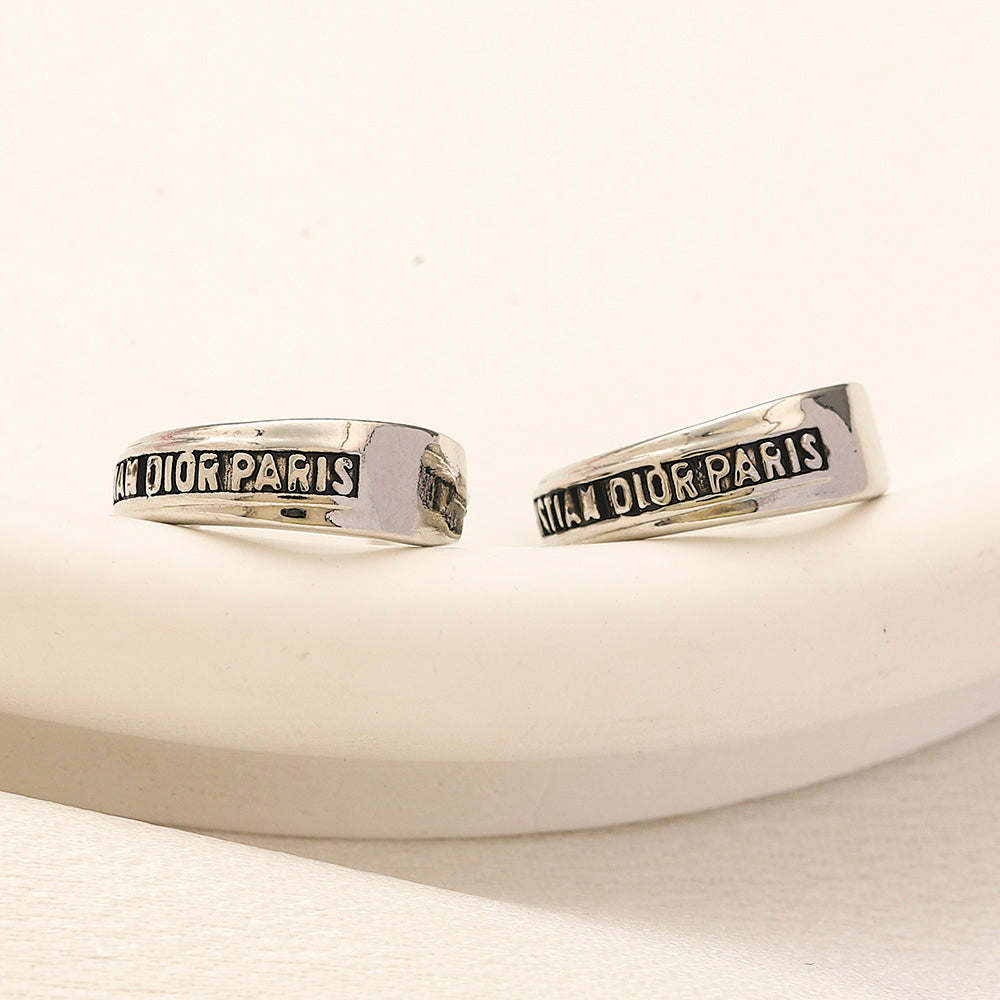 304 Stainless Steel Letter Band Huggie Earrings