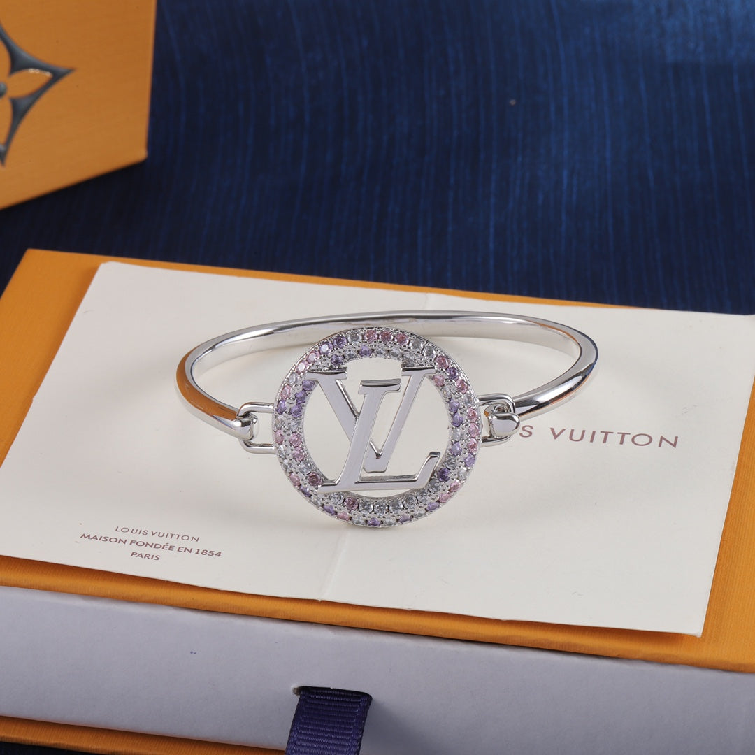 Pave Round Monogram Cuff Bracelet