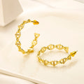304 Stainless Steel Twisted Link Hoop Earrings