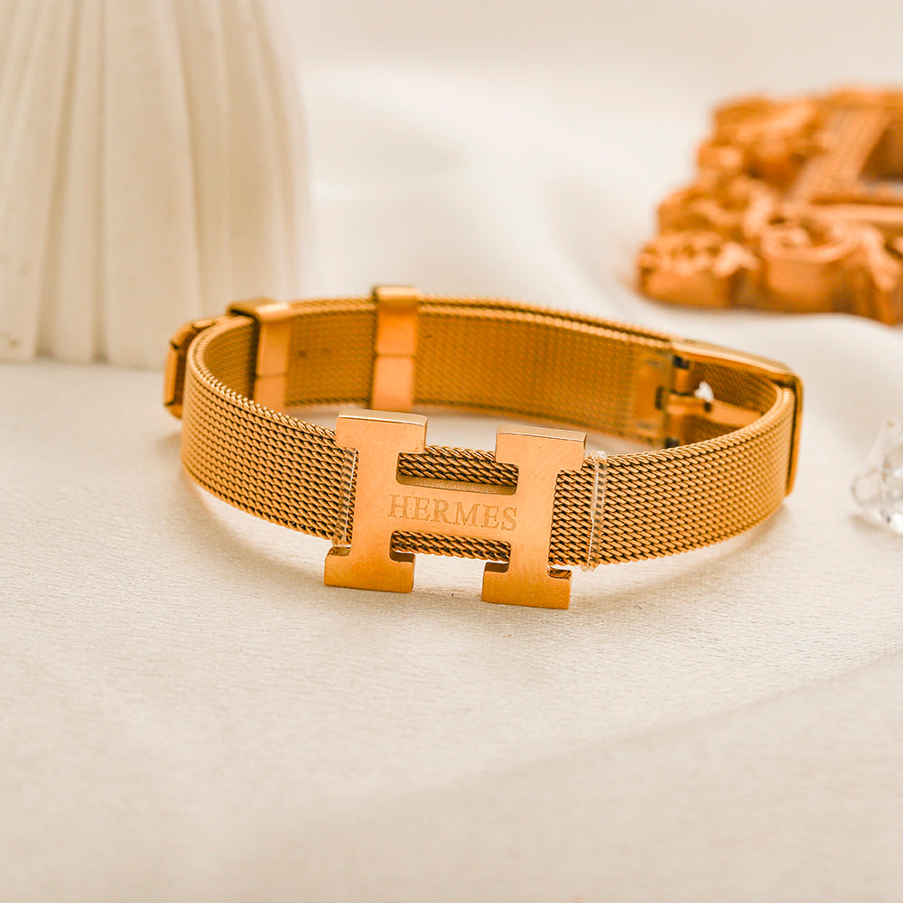 304 Stainless Steel Mesh H-Clasp Bracelet