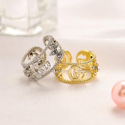 Copper Zirconium Real Gold Plated Ring,Rings Collection、GU*CI  Series