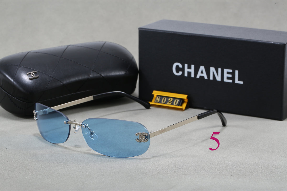 Slim Oval Sunglasses with Metal Rims