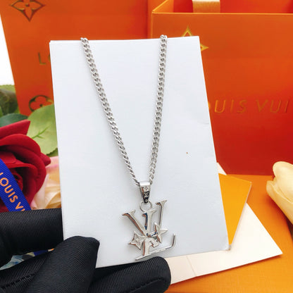 Large Monogram Pendant Chain Necklace