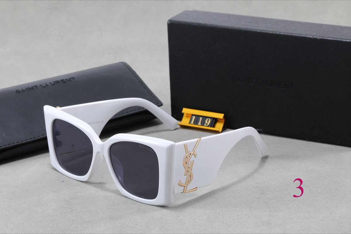 Square Cat-Eye Sunglasses with Monogram Temples