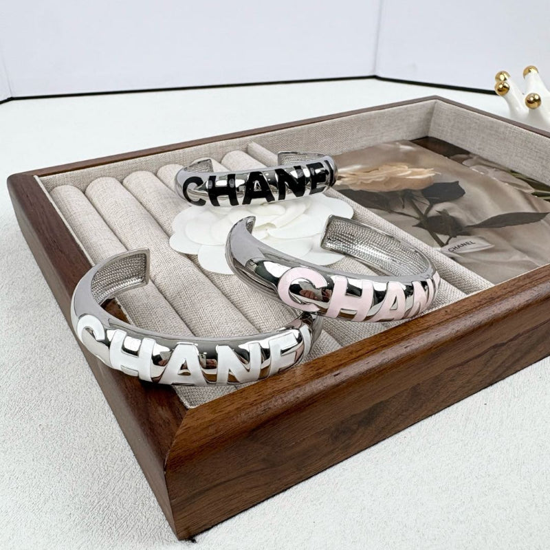 Color-Inlay Lettering Cuff Bracelet