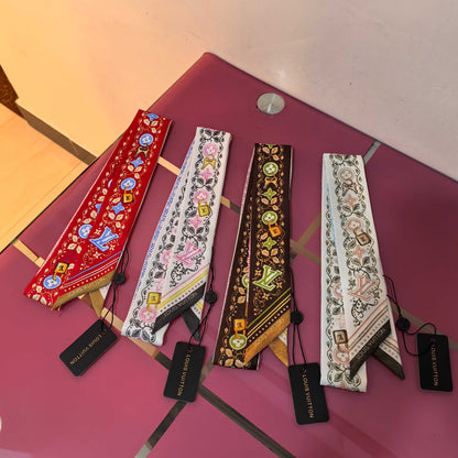 Ornate Floral Monogram Ribbon Scarf - 5 x 120 cm