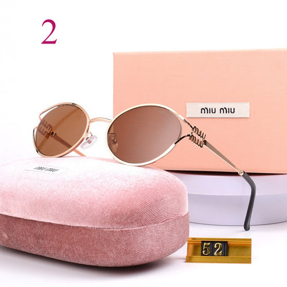 Oval Metal-Frame Sunglasses with Decorative Hinges