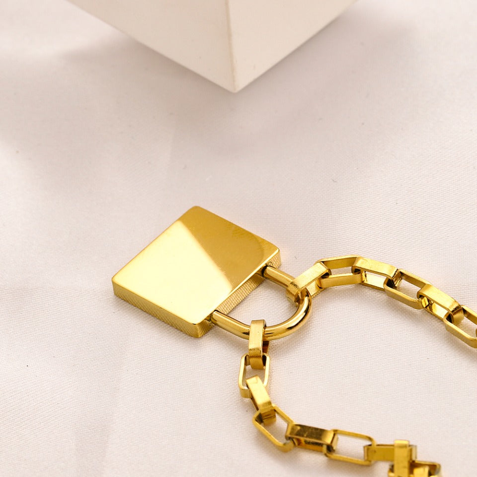 304 Stainless Steel Square Tag Paperclip Bracelet & Necklace - Individual or Set