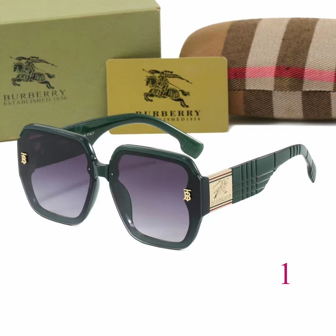 Oversized Square Sunglasses with Patterned Temples