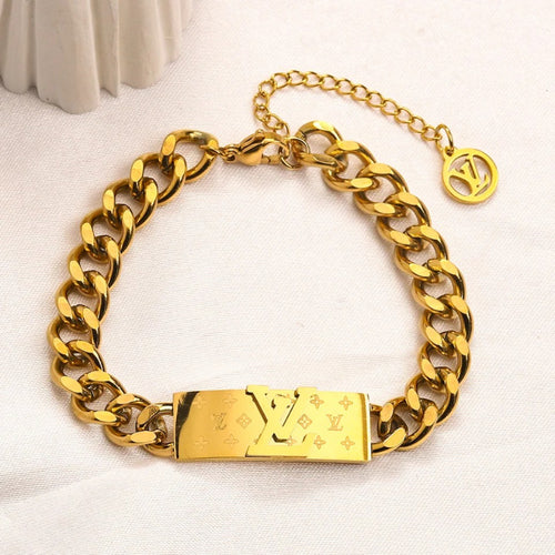 304 Stainless Steel Engraved Monogram Plate Curb Chain Bracelet
