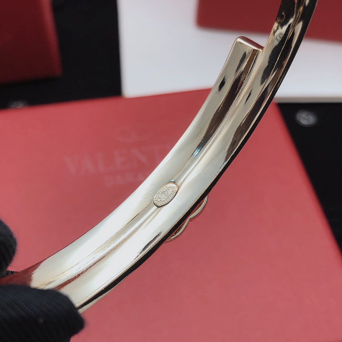 Letter-Engraved Interlocking-C Cuff Bracelet