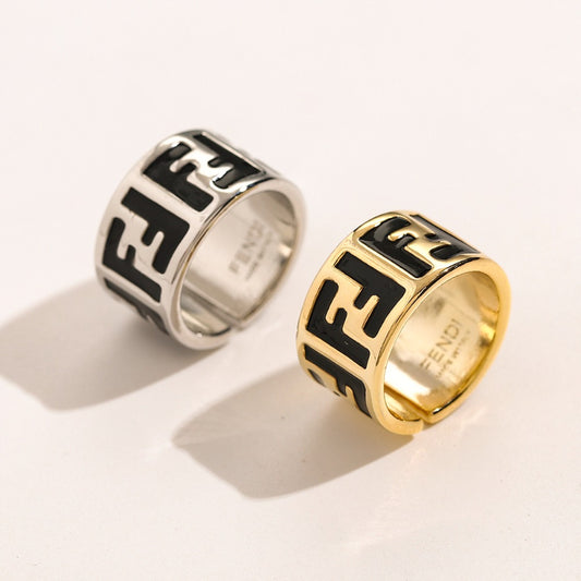 Copper Zirconium Real Gold Plated Ring,Rings Collection、F*ndi  Series