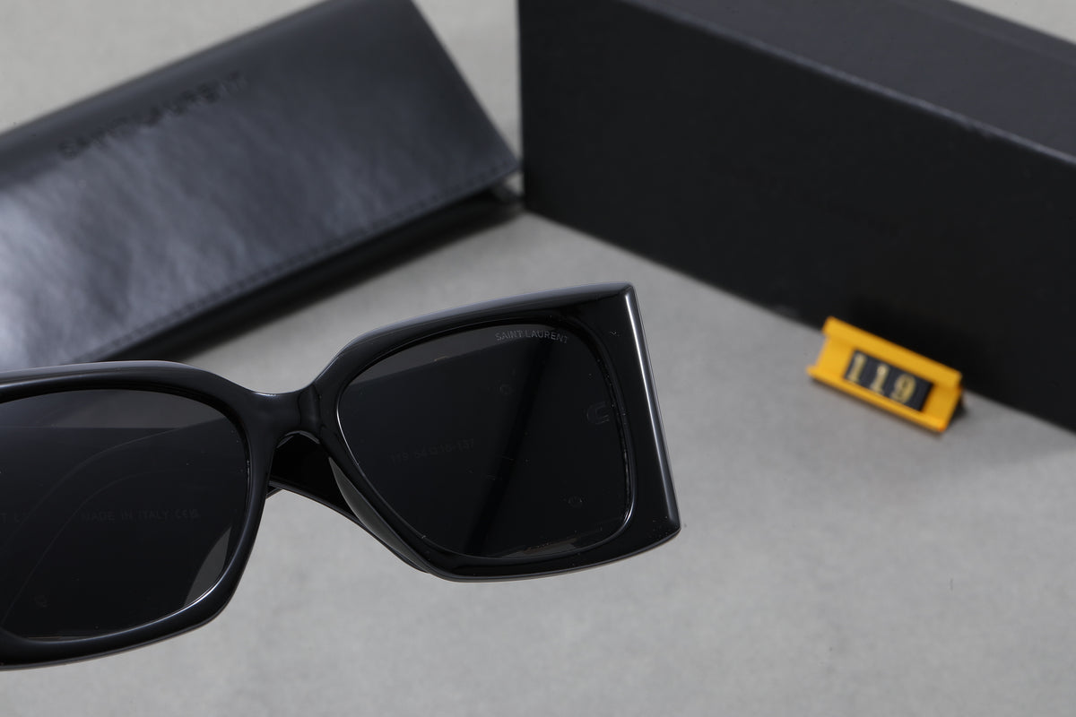 Square Cat-Eye Sunglasses with Monogram Temples