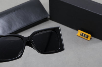 Square Cat-Eye Sunglasses with Monogram Temples