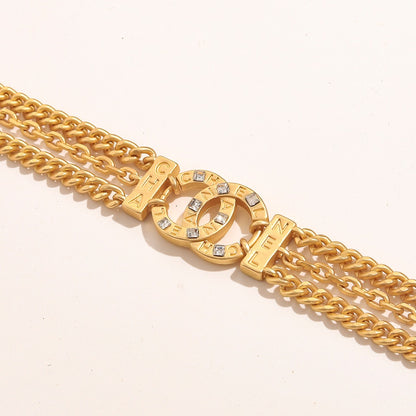 Alloy Wide Mesh Chain Necklace with Pave Clasp