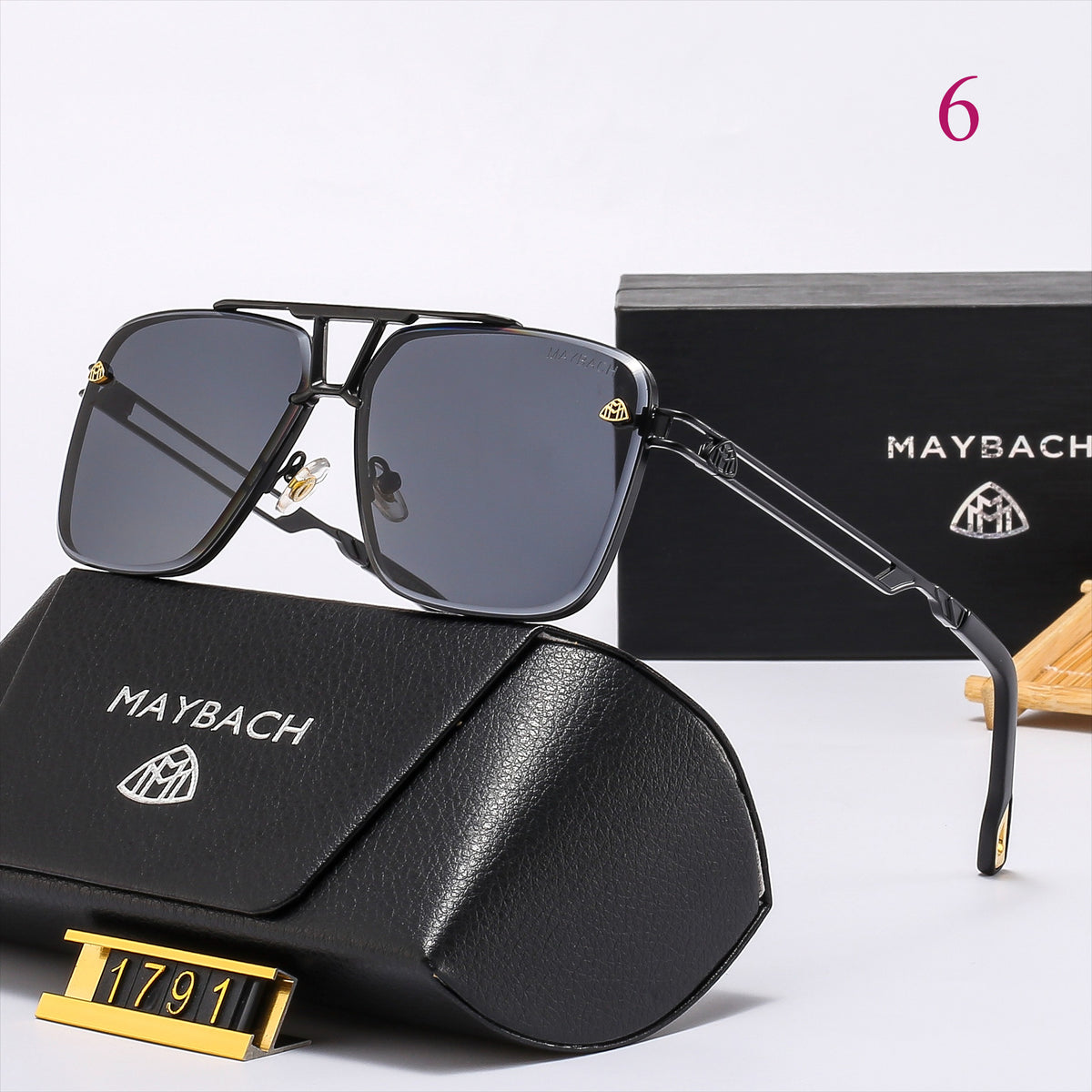 Geometric Aviator Sunglasses with Cutout Metal Temples