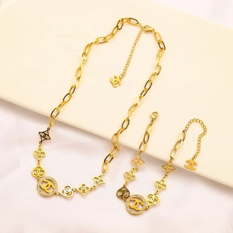 Set Collana Bracciale in Acciaio Inox 304