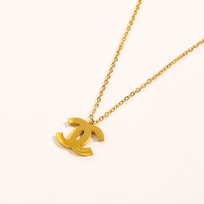 304 Stainless Steel Bold Interlocking-C Pendant Necklace