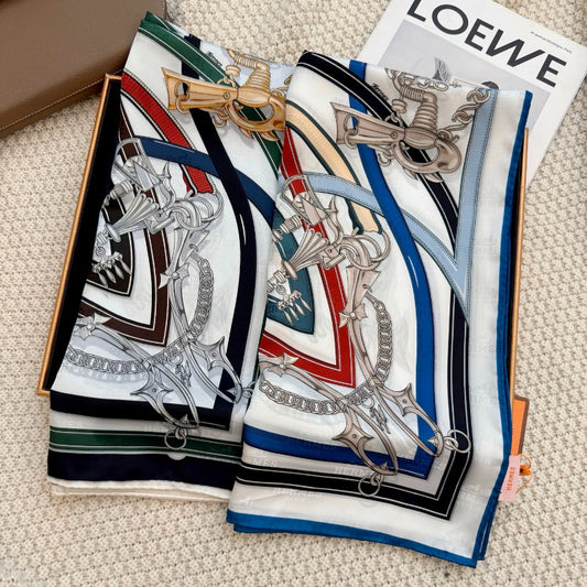 Equestrian Harness Print Square Scarf - 90 x 90 cm