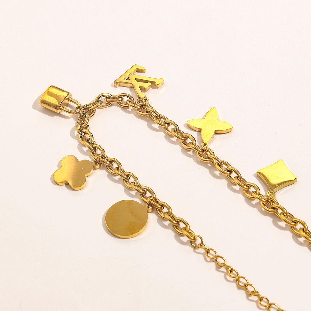 Set di collana e bracciale stampati in acciaio inossidabile 304