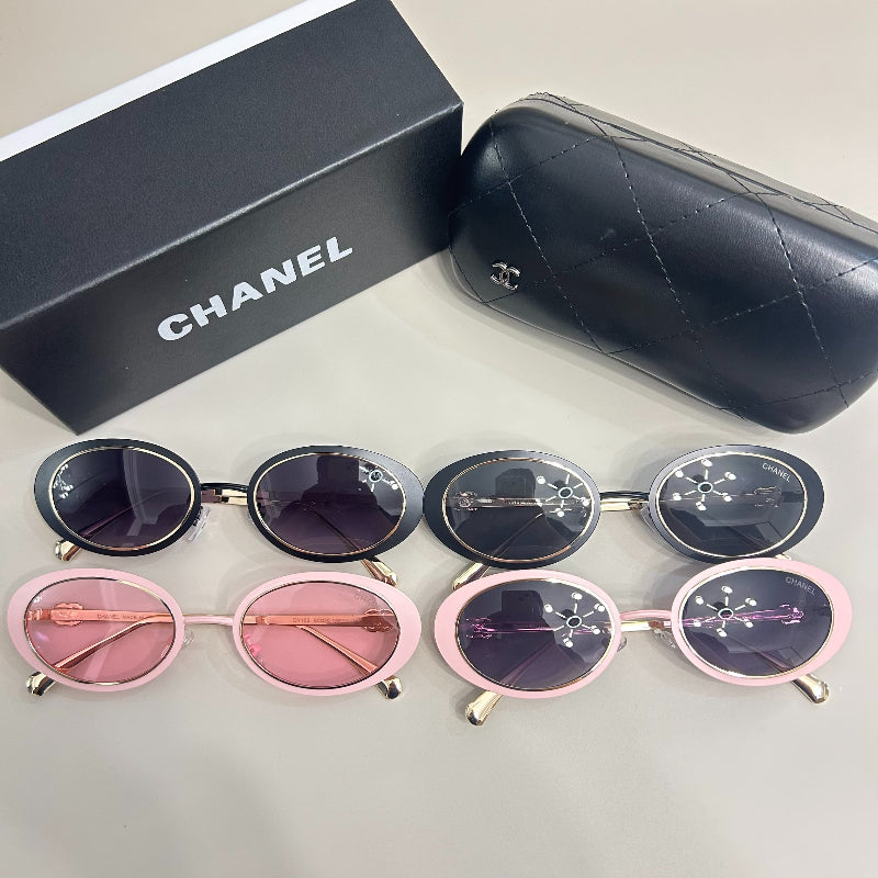 Oval Metal Sunglasses with Slim Double Bridge