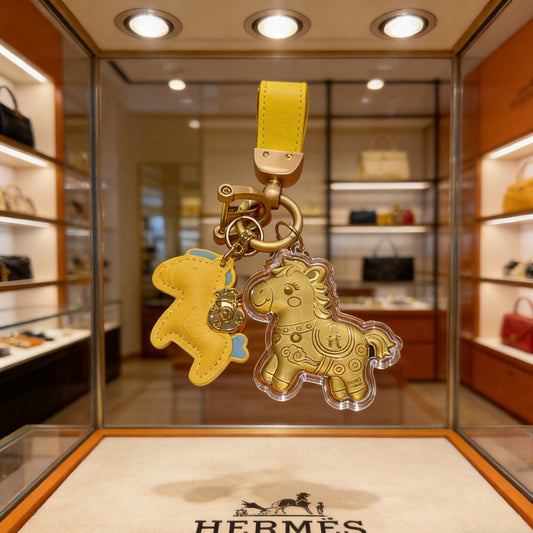 Premium Fashion Keychain Stylish Accessory、He*mes Series、𝐊𝐞𝐲𝐜𝐡𝐚𝐢𝐧𝐬 & 𝐊𝐞𝐲 𝐑𝐢𝐧𝐠𝐬（𝐇）