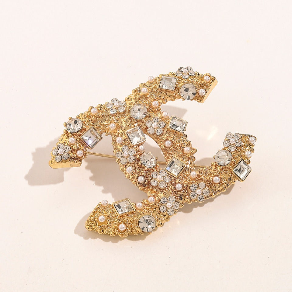 Alloy Stamped Real Gold Plated Brooch,Brooches Collection、CH*NEL Series
