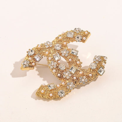 Alloy Stamped Real Gold Plated Brooch,Brooches Collection、CH*NEL Series